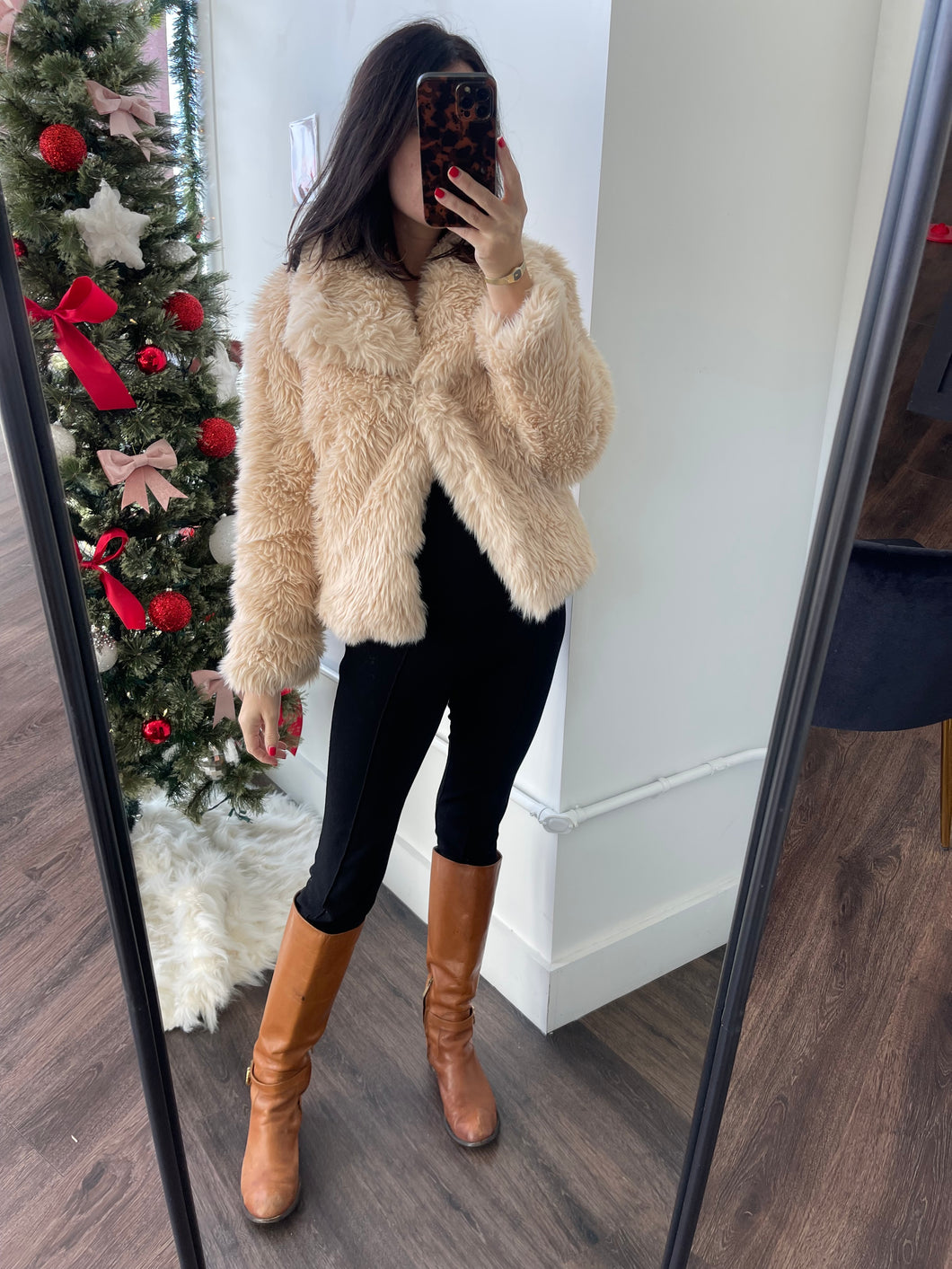 Khaki Faux Fur Coat