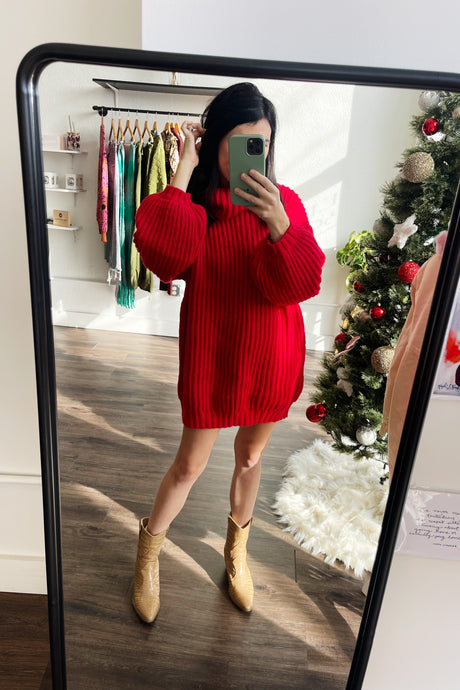 Chunky Ruby Red Sweater